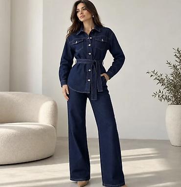 Qadınlar üçün denim dəst - Tərkib: qalın, dayanıqlı denim parça -