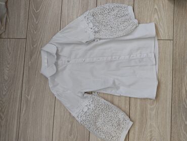 школьная рубашка для девушек: Школьная форма, цвет - Белый, Б/у