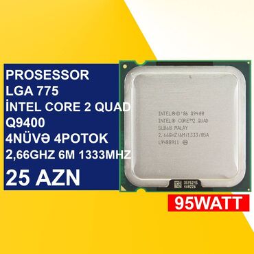 intel core i7 qiymeti: Prosessor Intel Core 2 Quad İntel Core 2 Quad Q9400, İşlənmiş