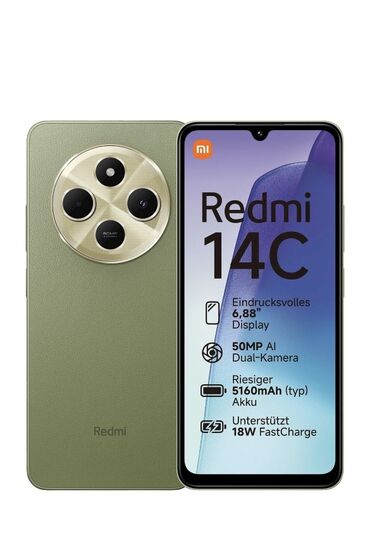 зарядка для айфона 5: Redmi 14C smartfonu geniş 6.88 düymlük ekranı və 50MP AI ikili