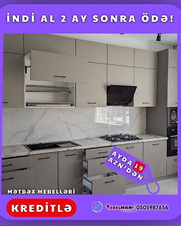 mebelman: Sifarişlə mətbəx dəsti, Özü çəkən petlələr, Mat laminat, Kredit var, Pulsuz çatdırılma — 10
