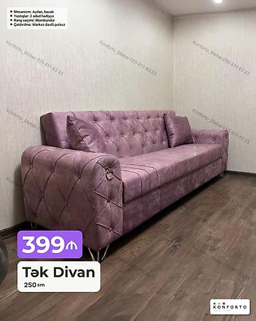 Divanlar: Tək divan – 250 sm - Açılan, bazalı mexanizm: rahat yatak funksiyası — 1