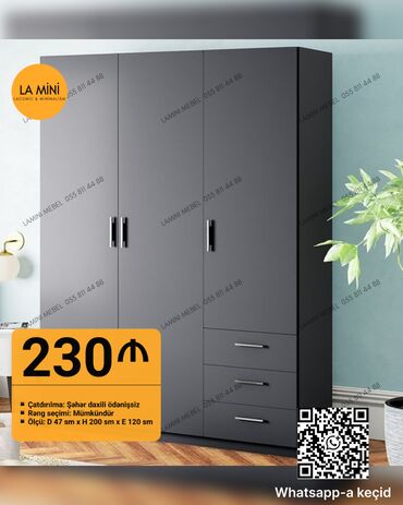Divanlar: Düz dolab, Qarderob, 3 qapılı