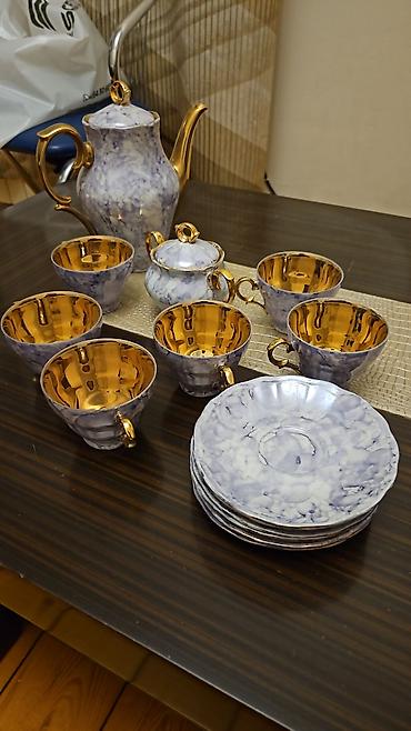 samovar altı podnos: Çay dəsti, rəng - Bənövşəyi, Farfor — 1