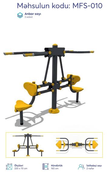 Digər trenajorlar: Açıq hava fitnes avadanlıqları – sarı/qrafit rəng palitrası, metal — 13