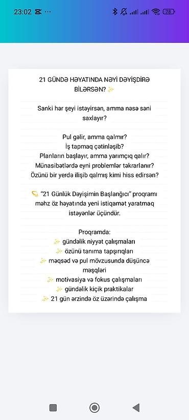 komputer format qiymeti: Xidmət: Özünüinkişaf və düşüncə dönüşümü proqramları Təsvir: - 21 — 1