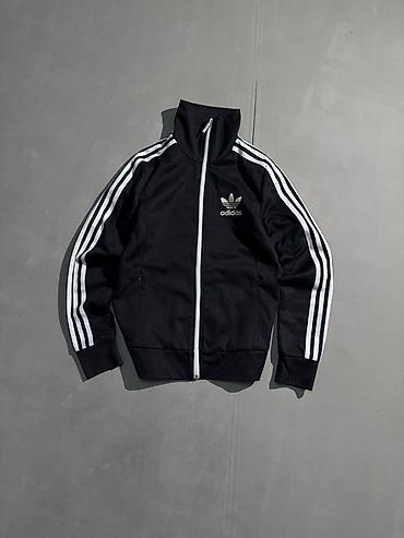 свитшот чёрный: Зипка/олимпийка adidas - Цвет: черный с белыми акцентами - Фирменные — 1