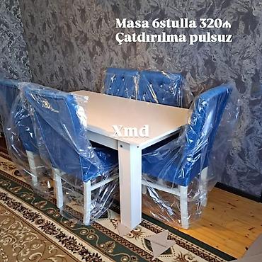 Masa və oturacaq dəstləri: Masa və 6 stul dəsti - Komplekt: 1 yemək masası + 6 ədəd stul - — 1