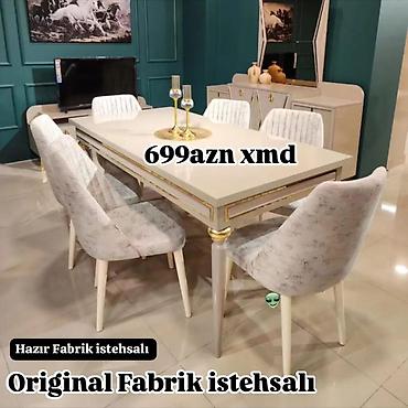 xonca desti: Qonaq otağı üçün, Yeni, Açılmayan, Dördbucaq masa, 6 stul — 1