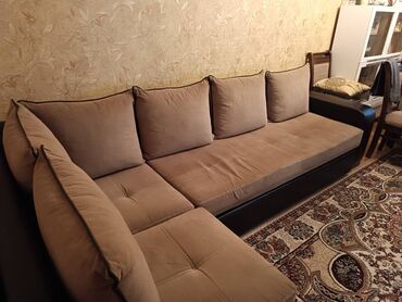 divan dəri: Угловой диван, Б/у, Раскладной, Без подьемного механизма, Кожзаменитель