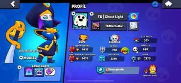 Video oyunlar üçün aksesuarlar: Brawl Stars oyun hesabı - Profil adı: TK | Ghost Light - Kupa: 9437 — 2