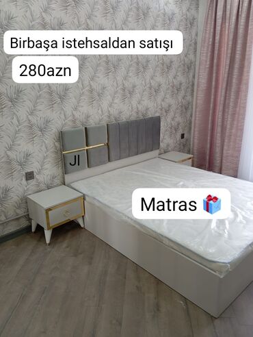 matras 2 neferlik: Новый, Двуспальная кровать, С матрасом