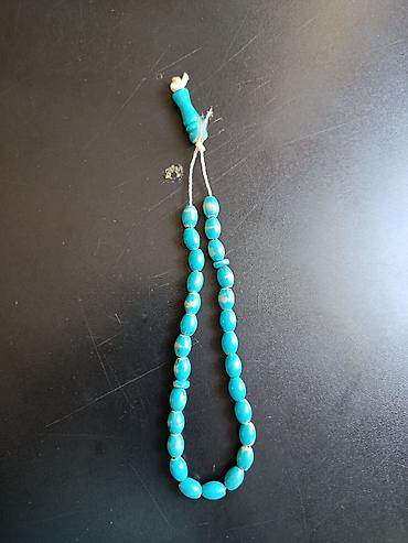 Türk muncuğu təsbeh - Material: firuzəyi rəngdə oval muncuqlar