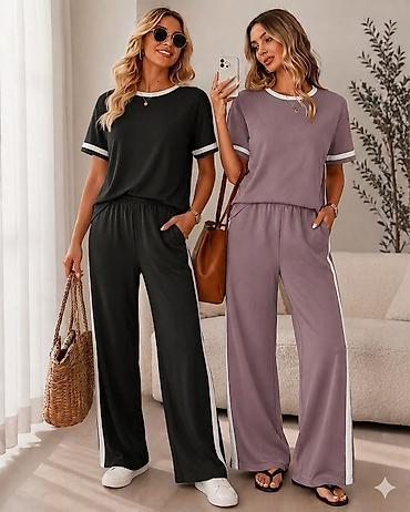 zimske baletanke: Damski komplet za svakodnevni stil – majica + široke pantalone — 3