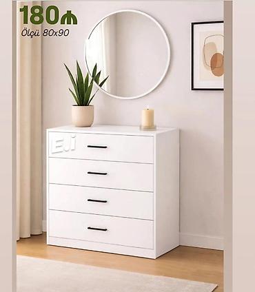 Ağ rəngdə minimal dizaynlı komod - 4 geniş çekmece: paltar, dəsmal və lalafo.az -da Ağ rəngdə minimal dizaynlı komod - 4 geniş çekmece: paltar, dəsmal və