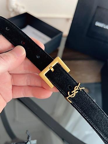 Kaiševi: Saint Laurent Paris kaiš – crna prirodna koža i brušena koža - Model — 3