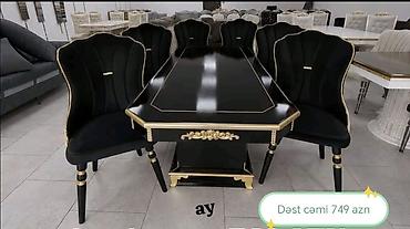 Lüks qonaq otağı üçün yemək dəsti - Dəst: 1 ədəd dikdördkünc masa + 6 lalafo.az -da Lüks qonaq otağı üçün yemək dəsti - Dəst: 1 ədəd dikdördkünc masa + 6