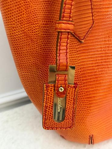 Max Mara tote çanta - Rəng: parlaq narıncı, zərif teksturalı