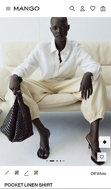 crop geyim: Mango – Pocket Linen Shirt (Off White) Məhsul geri qaytarma müddəti — 3