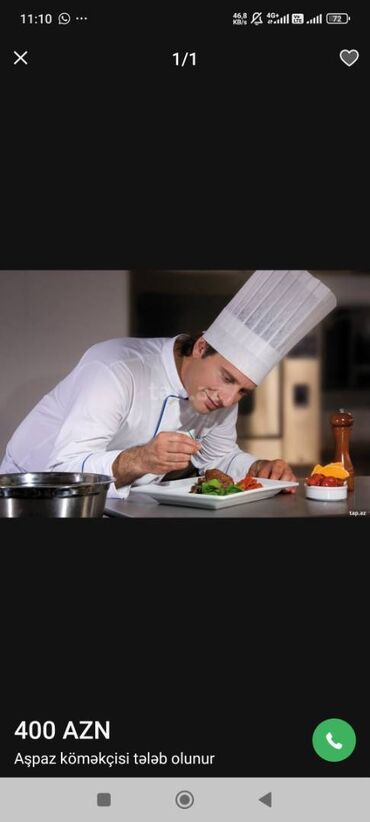 Daraq panellər: Təcrübəli aşpaz köməkçisi tələb olunur ünvan Masazırdadi ailevi