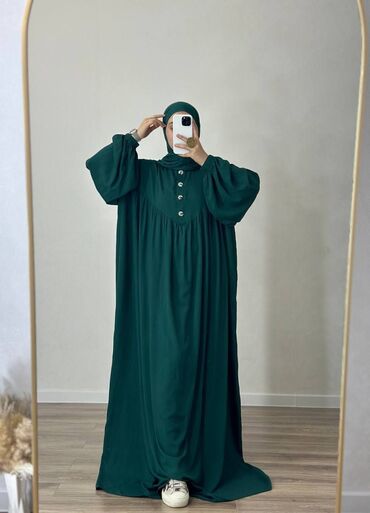хиджаб платья: Повседневное платье, Made in KG, Лето, Длинная модель, Штапель, Оверсайз, 2XL (EU 44), 3XL (EU 46), 4XL (EU 48)