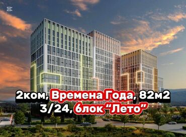 квартира в рассрочку на 10 лет: 2 бөлмө, 82 кв. м, Элитка, 3 кабат, ПСО (өзү оңдоп түзөтүп бүтүү үчүн)