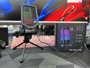 Студийные микрофоны: Конденсаторный микрофон fifine ampligame A6V RGB подсветка Сенсорные — 4