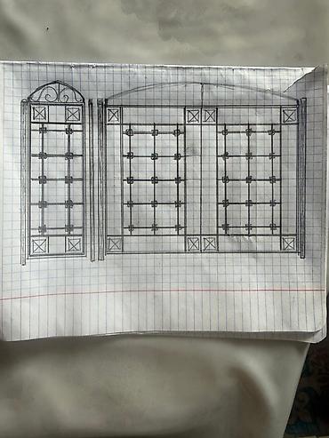 Распашные ворота: Металлические распашные ворота с калиткой (модульные панели) - — 27