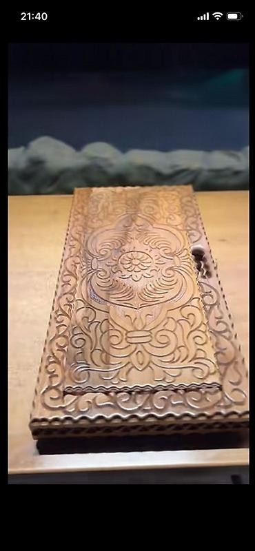 Nərdlər: Əl işı oyma nərd dəsti - Material: Qoz ağac (təbii ağac teksturası — 2
