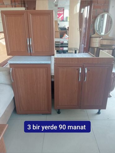 metbex robotu: Mətbəx dolabı dəsti – 3 ədəd birlikdə. - Material: ağac naxışlı
