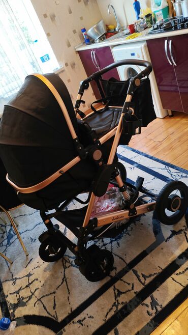 Araba-beşiklər: Belecoo uşaq arabası - Rəng: qara, qızılı çərçivə ilə - Konstruksiya — 3