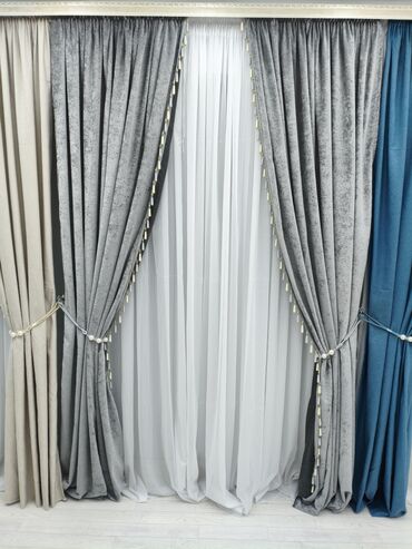Шторы и занавески: Комплект штор, Велюр, С тюлем в комплекте, Готовое изделие, Для спальни — 24
