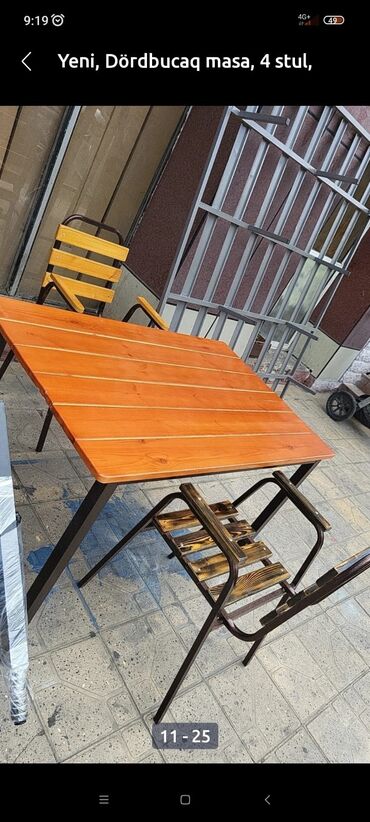Bağ, çöl masa və oturacaq dəstləri: Yeni, Dördbucaq masa, 4 stul, Açılmayan, Stullar ilə, Taxta, Azərbaycan — 23