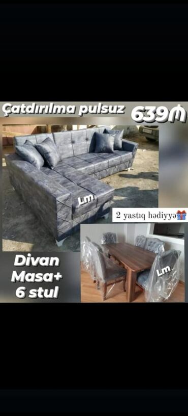 Divan və kreslo dəstləri: Künc divan, Divan, Bazasız, Açılmayan