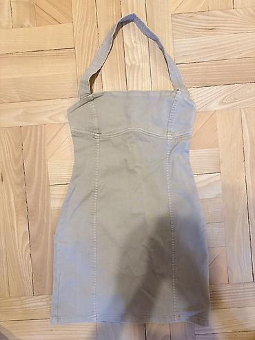 Qadın geyimləri: Bershka Bej rəngli mini don - Model: halter tipli, boyundan bağlanan — 1