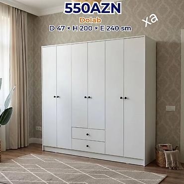 paltar dolabları: Ağ rəngdə 5 qapılı paltar dolabı Ölçülər: - Dərinlik: 47 sm - — 1
