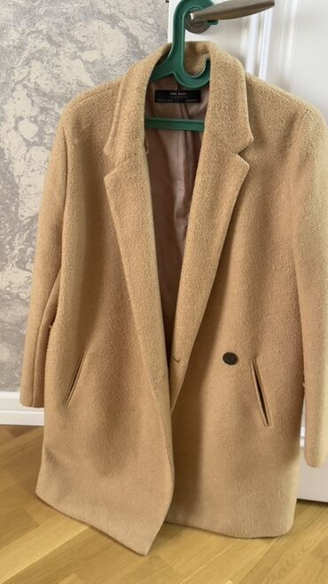 Куртки: Пальто, Zara, XL (EU 42), цвет - Бежевый