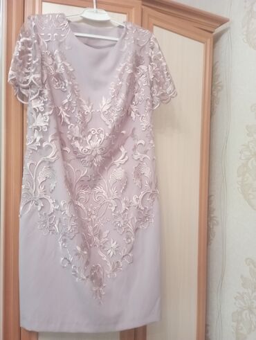 белая водолазка: Вечернее платье, С рукавами, 2XL (EU 44)