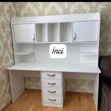 Sifarişlə yazı masaları: Dördbucaq masa, Stul ilə, Polkalı, Siyirməli, Azərbaycan, Sadə laminat — 5