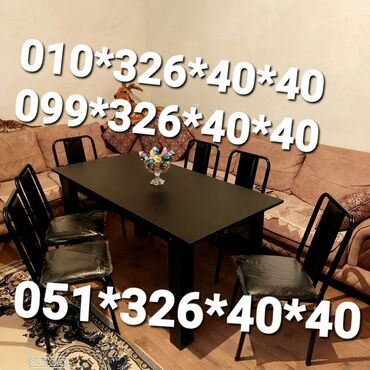 Masa və oturacaq dəstləri: Qonaq otağı üçün, Yeni, Açılan, Dördbucaq masa, 4 stul — 4