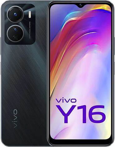 телефоны дишовые: Vivo Y16, Б/у, 32 ГБ, цвет - Черный, 2 SIM