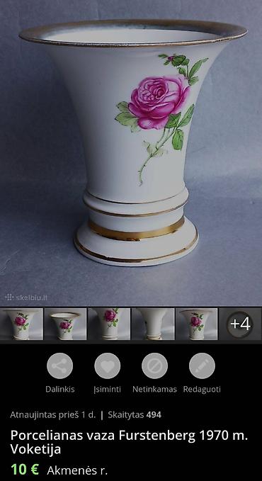 Ostali antikviteti: Vaza porcelanska 1966g+ Furstwnberg Nemacka. Nemacka porcelanska vaza — 3