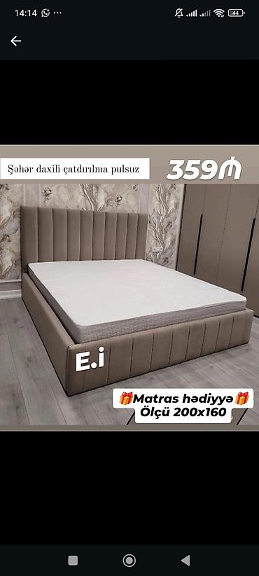 islenmis matras: Məhsul: Yumşaq başlıqlı iki nəfərlik çarpayı - Ölçü: 200x160 sm — 1