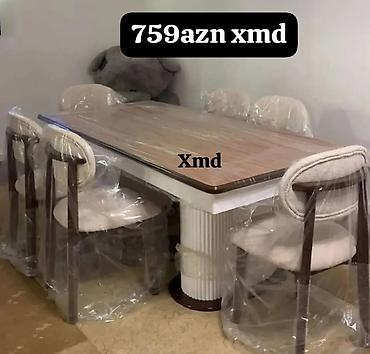 sac stolu: Yemək otağı dəsti - 1 ədəd düzbucaqlı masa: üstəlik taxta teksturalı — 1