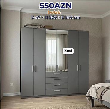 ortuk: Yeni, 5 qapı, Güzgülü, Boz, Açılan, Düz dolab — 1
