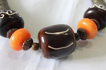 Ogrlice: STARA UNIKATNA OGRLICA, BRONZA, DRVO, ĆILIBAR, RUČNI RAD | Unikatna — 4