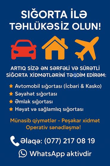 🚗🏡✈️ Sığorta ilə təhlükəsiz olun! Artıq sizə ən sərfəli və sürətli