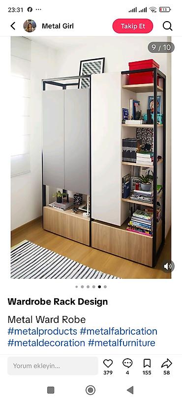 dolab sifarisi: Loft üslubunda metalkarkaslı mebel dəsti - Vizaj masası: Geniş iş — 2