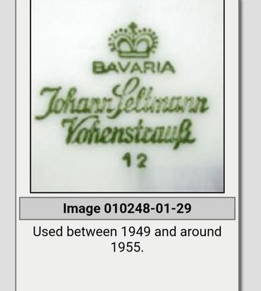 Staro posuđe i escajg: Set 1949 do 1955g Johan Seltmann Vohenstraus Bavaria. Set bavaria — 4