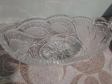 meyve vazi: Kəsimli şüşə meyvə/qəlyanaltı qabı - Material: qalın, şəffaf kəsimli — 2